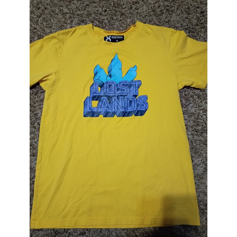 Excision Lost Lands Festival Graphic T-Shirt Mens Medium Yellow EDM Dubstep Tee